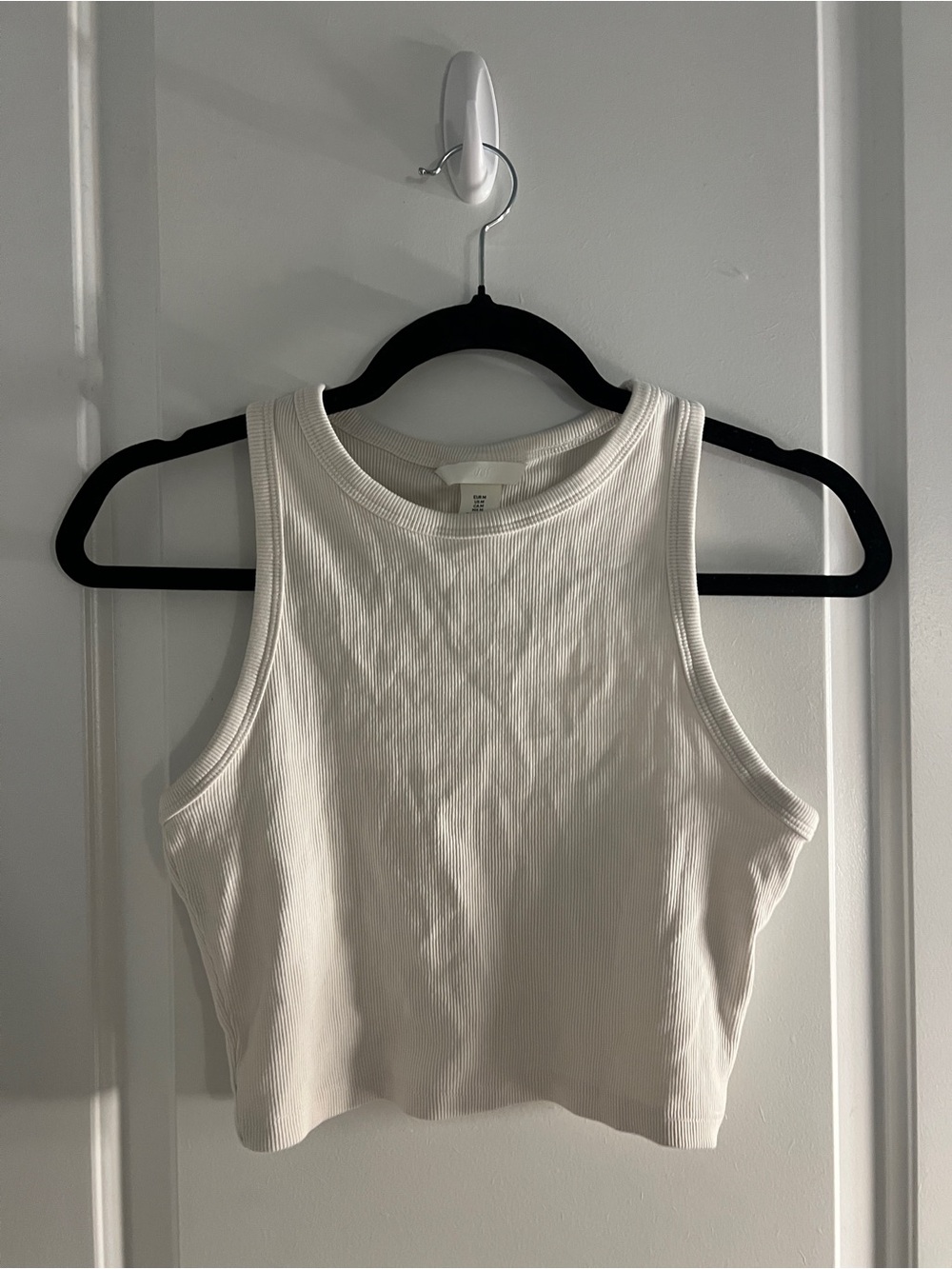 H&M Cream Ribbed Crop Tank Top - Women